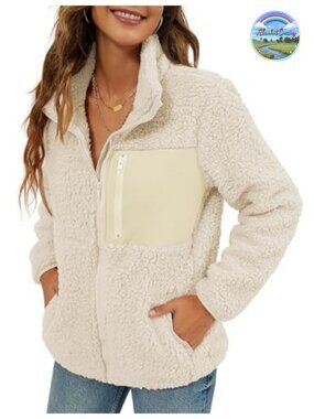 Faux Shearling Shaggy Full Zip Cocoon Coat Warm Winter Jacket